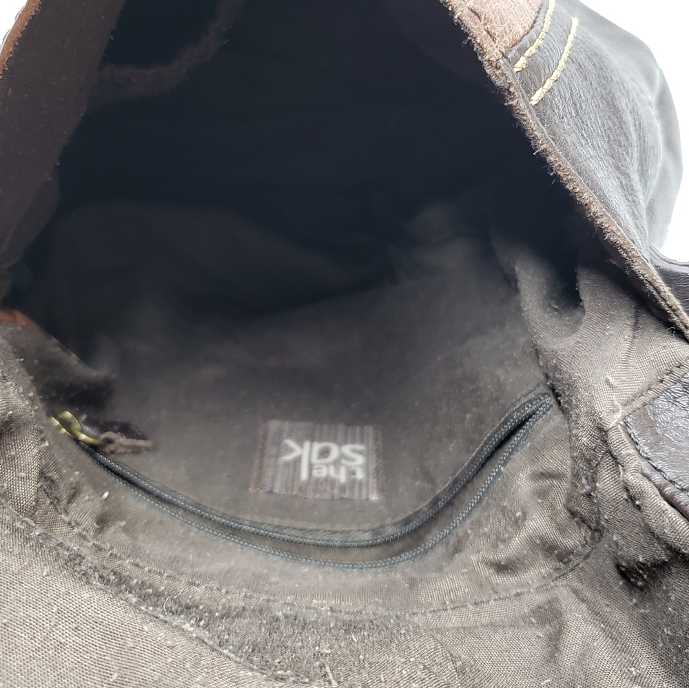 The Sak Deena Leather Crossbody Hobo Bag Foldover Multi Texture Shimmer - Picture 8 of 16